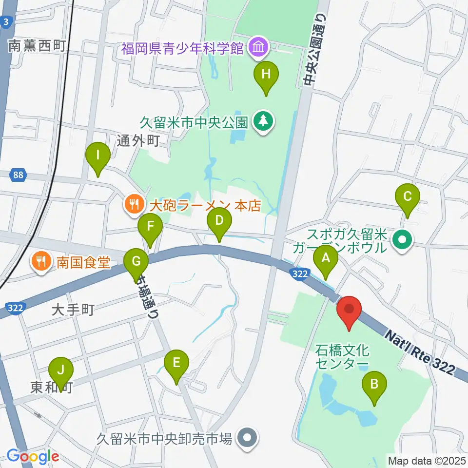 石橋文化会館周辺のカフェ一覧地図