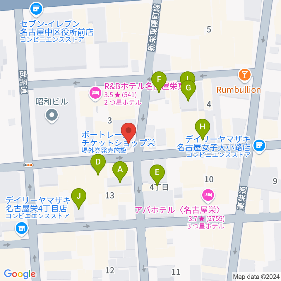 名古屋栄TIGHT ROPE周辺のカフェ一覧地図