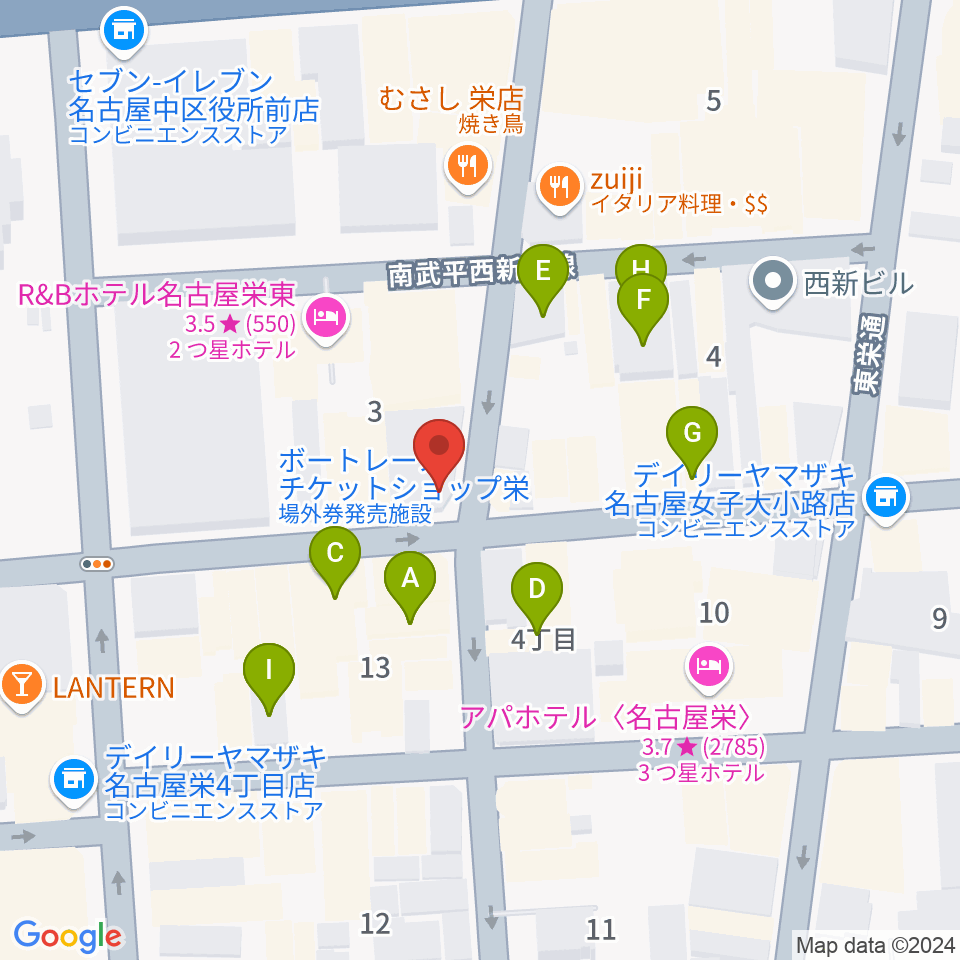 名古屋栄TIGHT ROPE周辺のカフェ一覧地図