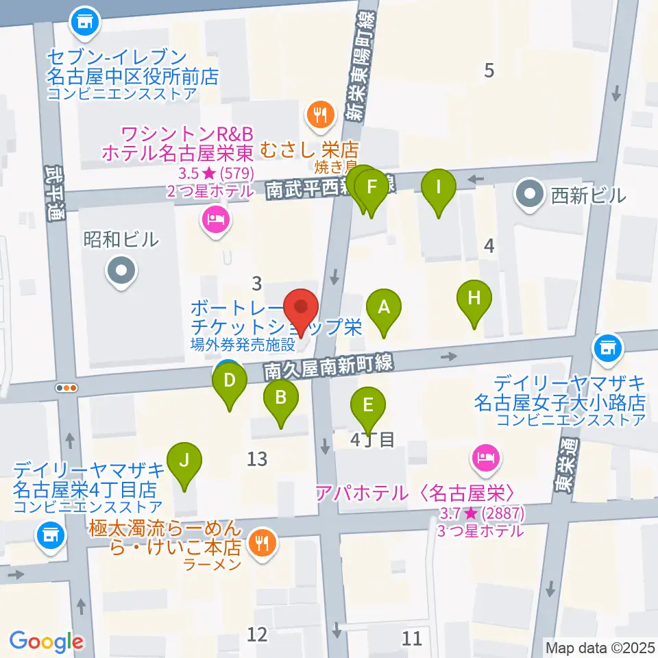 名古屋栄TIGHT ROPE周辺のカフェ一覧地図