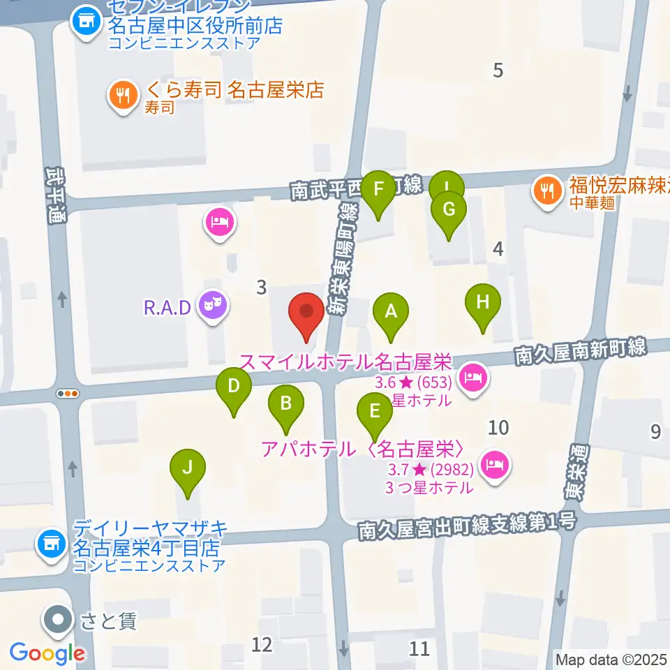 名古屋栄TIGHT ROPE周辺のカフェ一覧地図