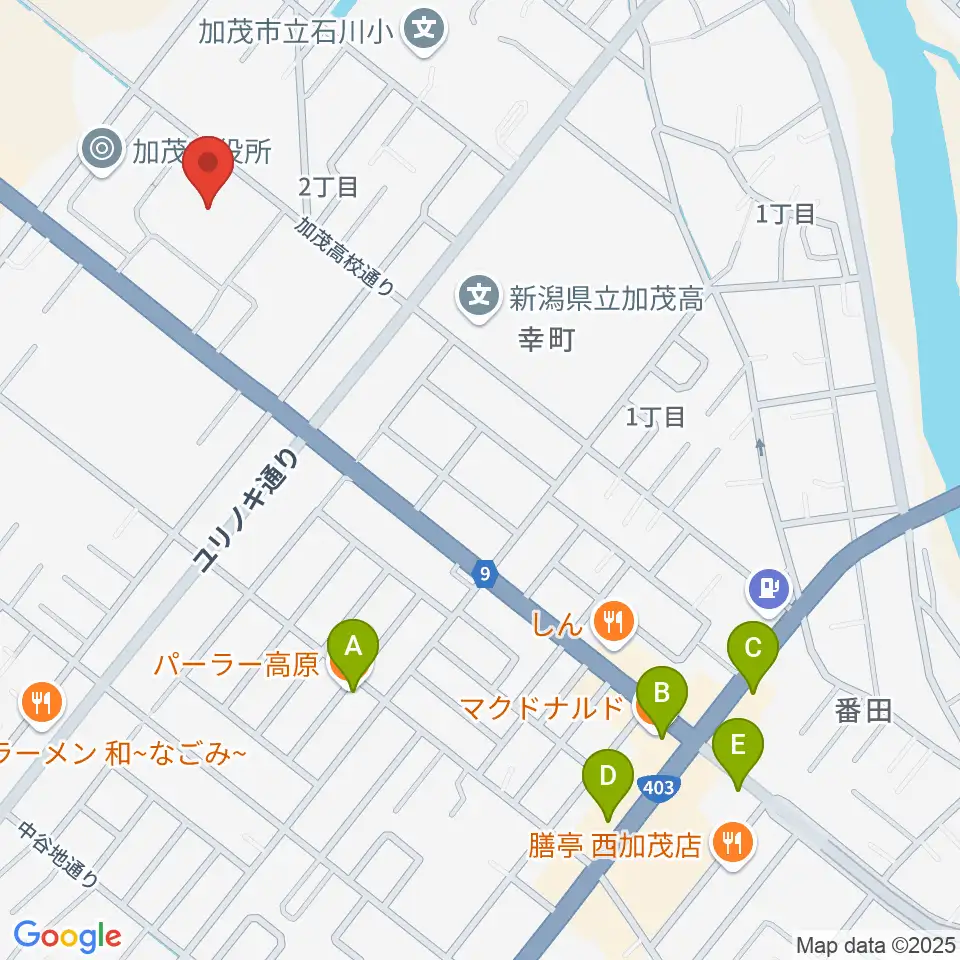 加茂文化会館周辺のカフェ一覧地図