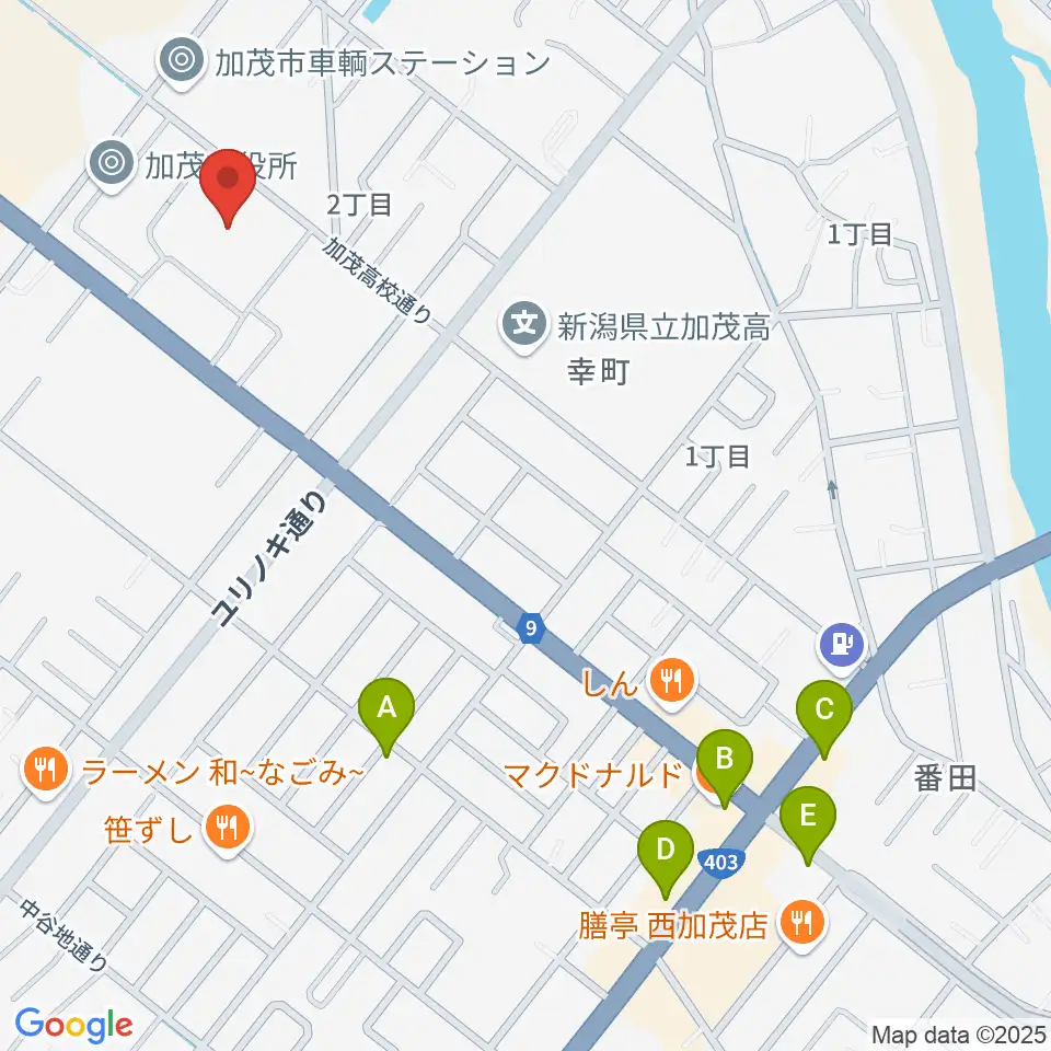 加茂文化会館周辺のカフェ一覧地図