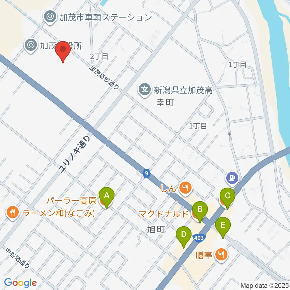 加茂文化会館周辺のカフェ一覧地図