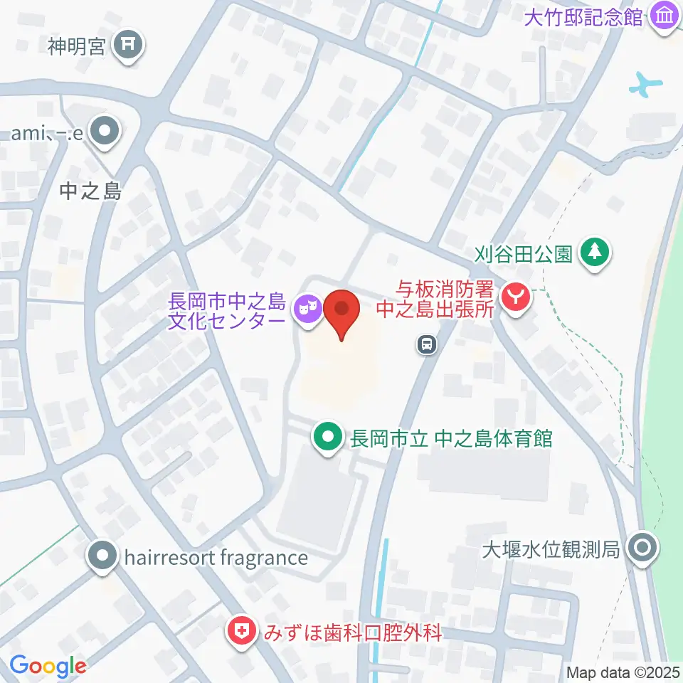 長岡市中之島文化センター周辺のカフェ一覧地図