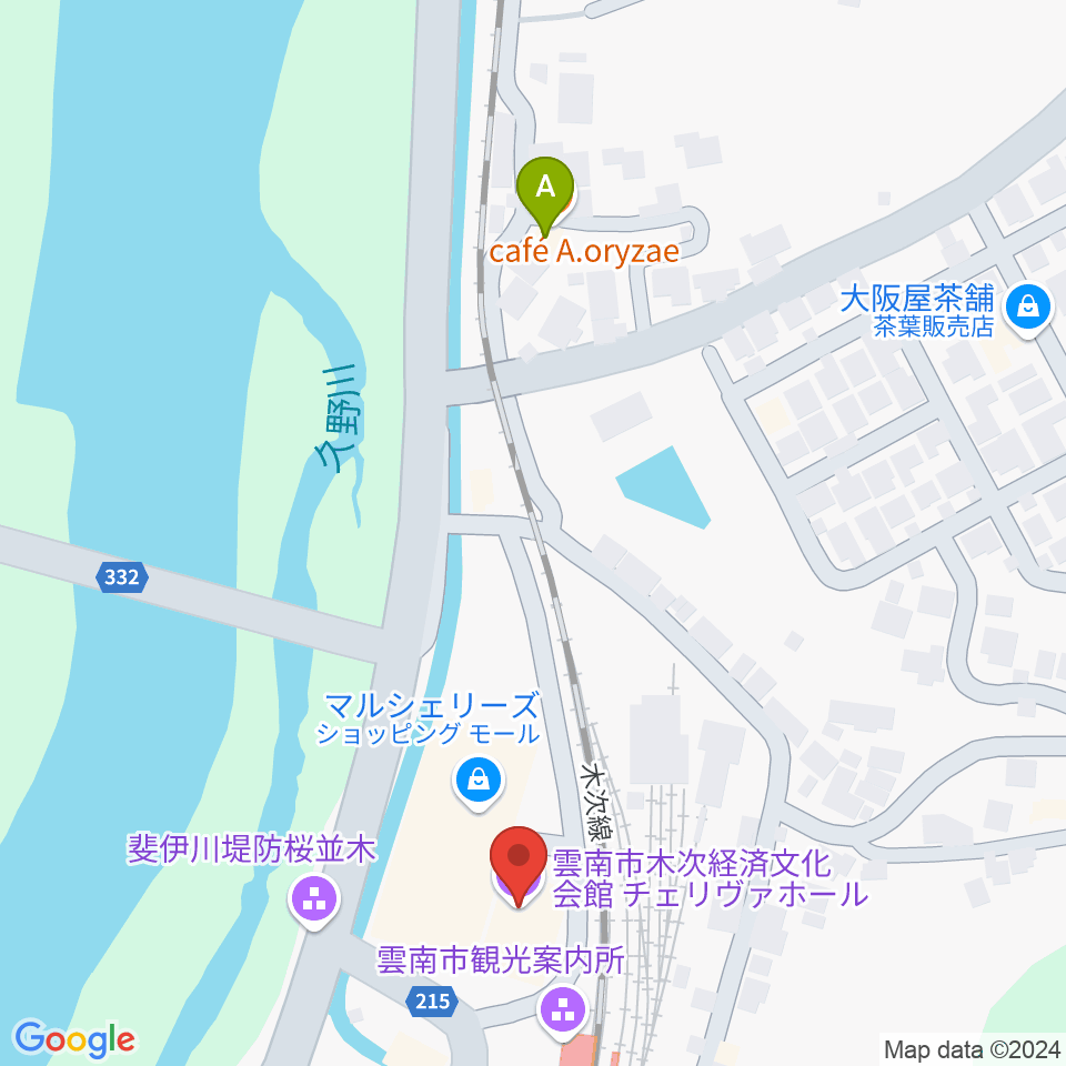 木次経済文化会館チェリヴァホール周辺のカフェ一覧地図