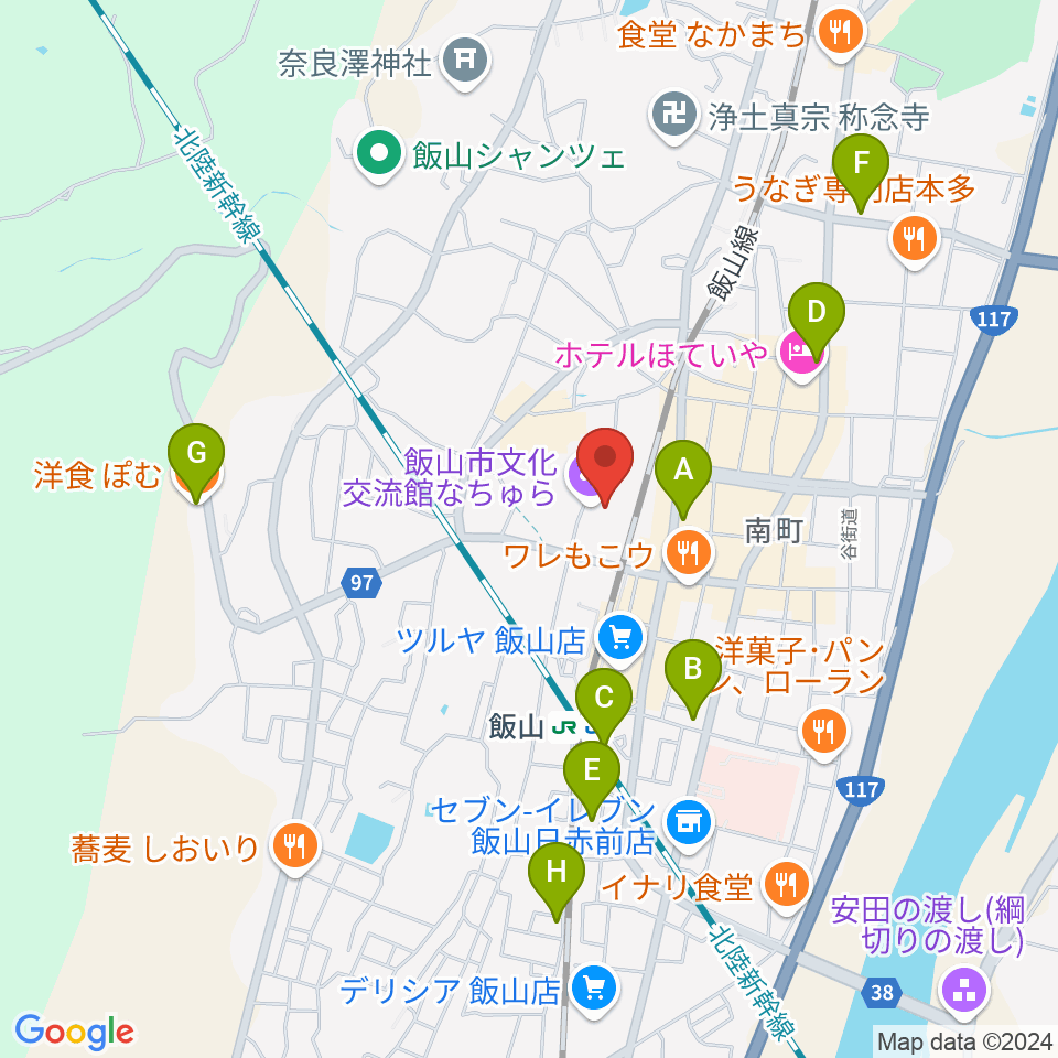 飯山市文化交流館なちゅら周辺のカフェ一覧地図