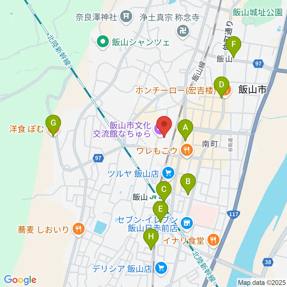 飯山市文化交流館なちゅら周辺のカフェ一覧地図