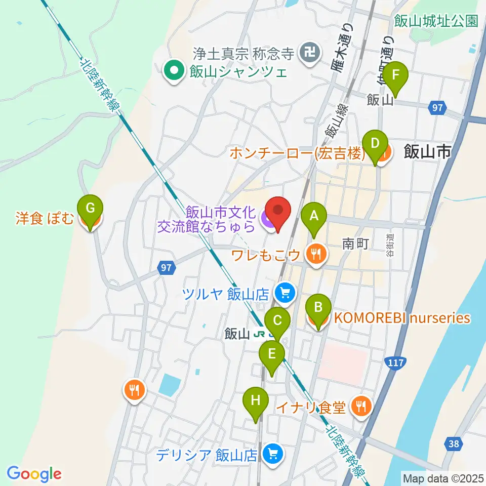 飯山市文化交流館なちゅら周辺のカフェ一覧地図