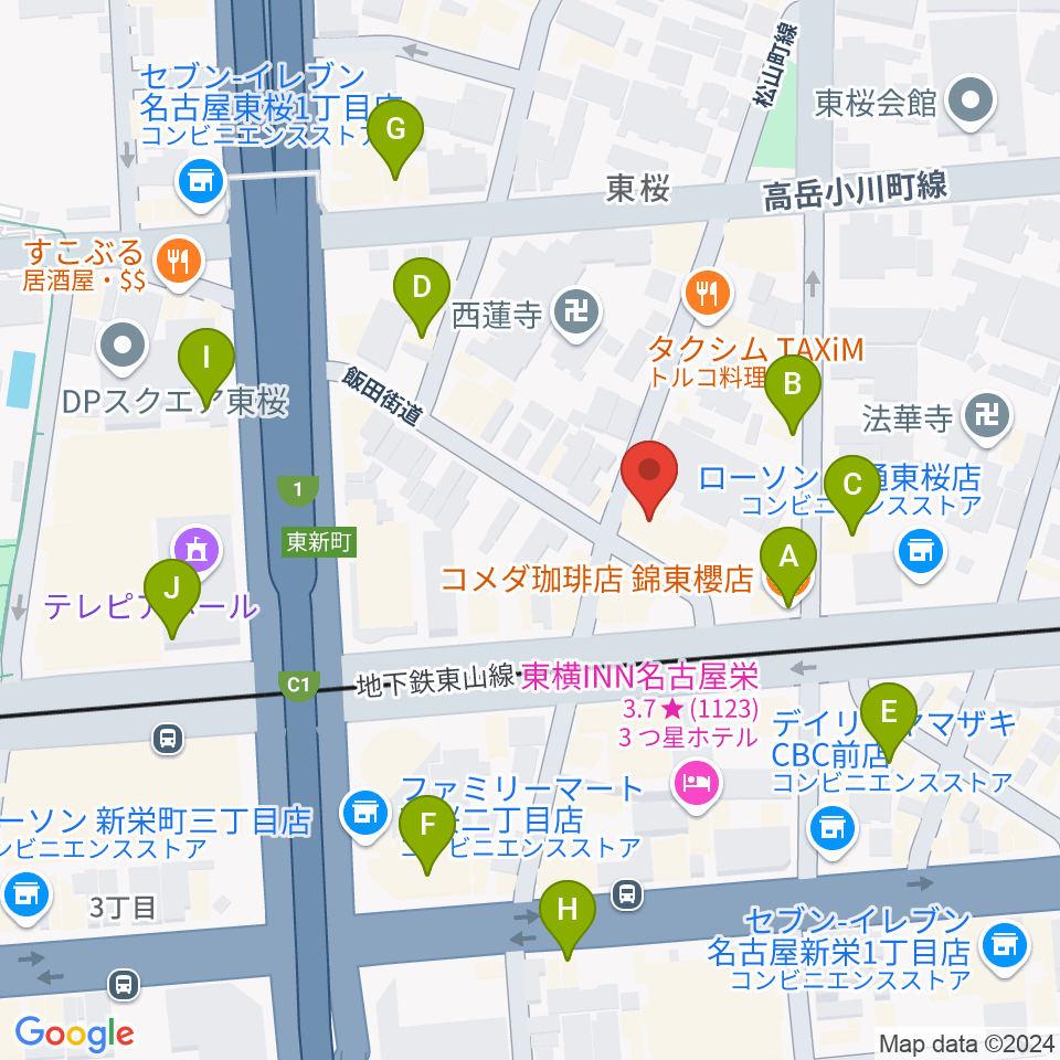 キャバレロクラブ周辺のカフェ一覧地図