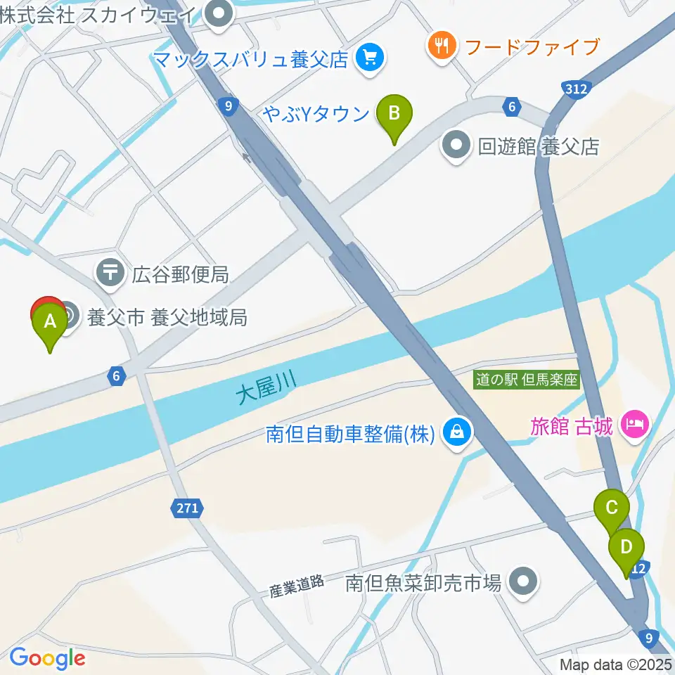 養父市立ビバホール周辺のカフェ一覧地図