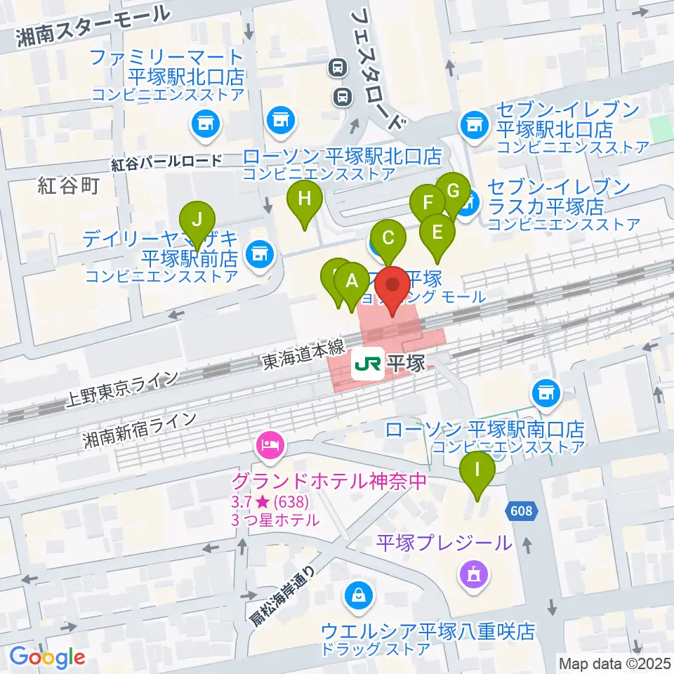 ラスカ平塚6F ラスカホール周辺のカフェ一覧地図