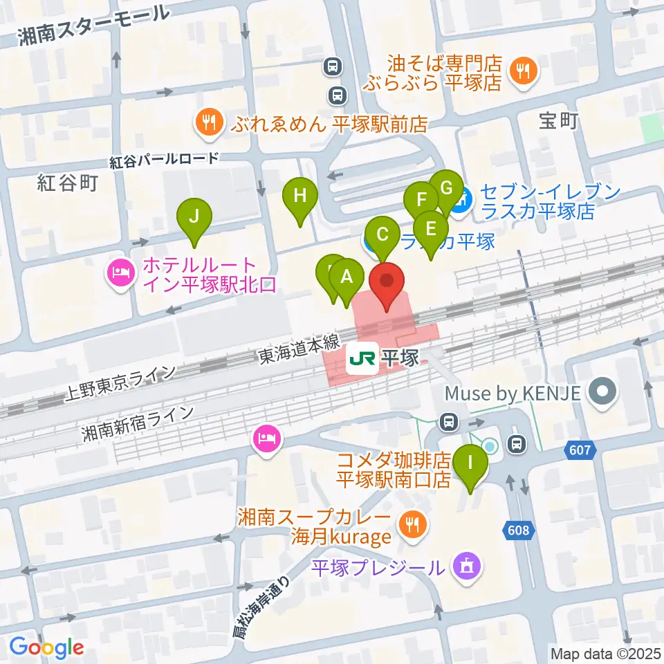ラスカ平塚6F ラスカホール周辺のカフェ一覧地図