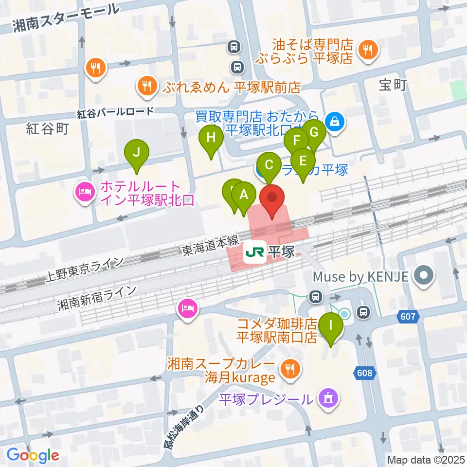 ラスカ平塚6F ラスカホール周辺のカフェ一覧地図