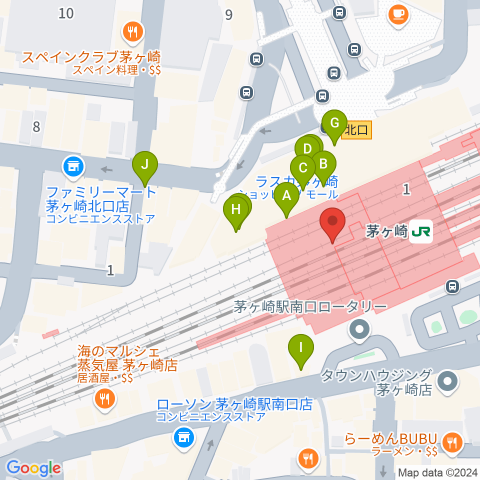 ラスカ茅ヶ崎ホール周辺のカフェ一覧地図