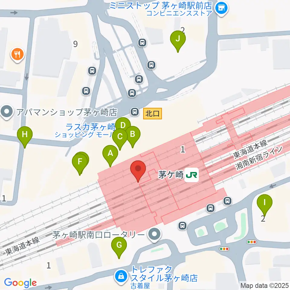 ラスカ茅ヶ崎ホール周辺のカフェ一覧地図