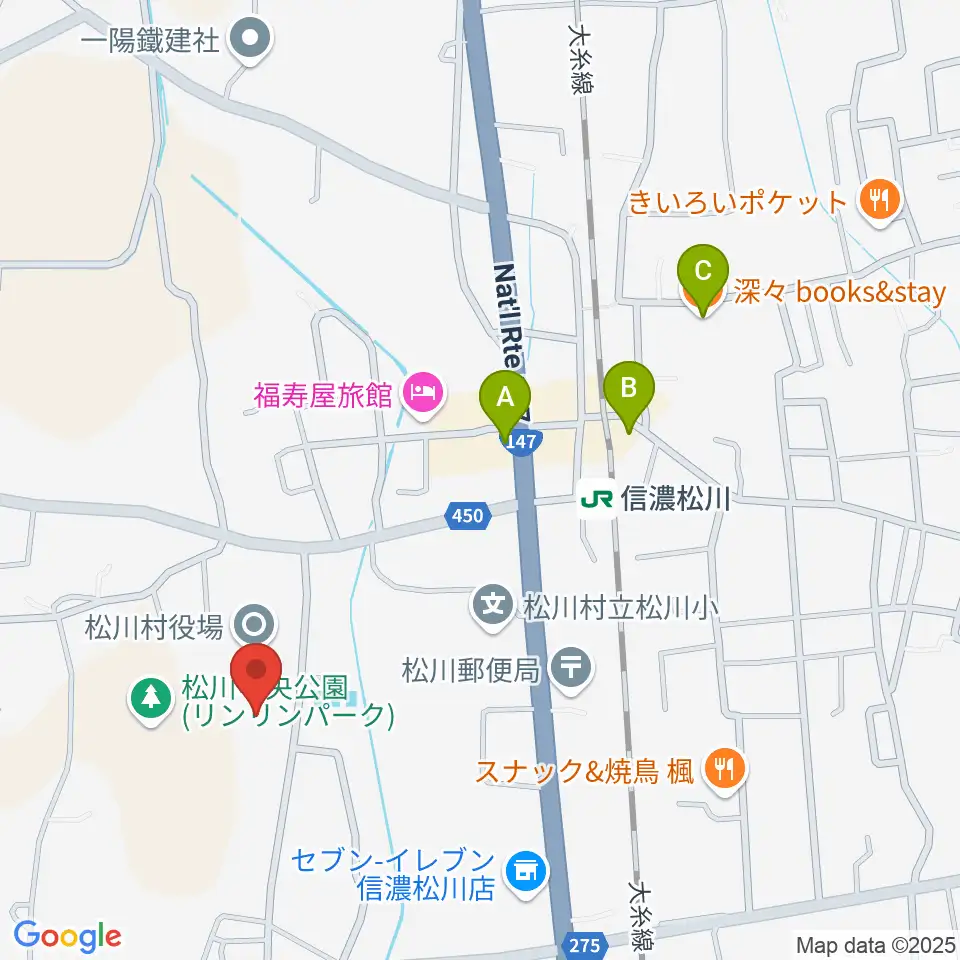 松川村多目的交流センターすずの音ホール周辺のカフェ一覧地図