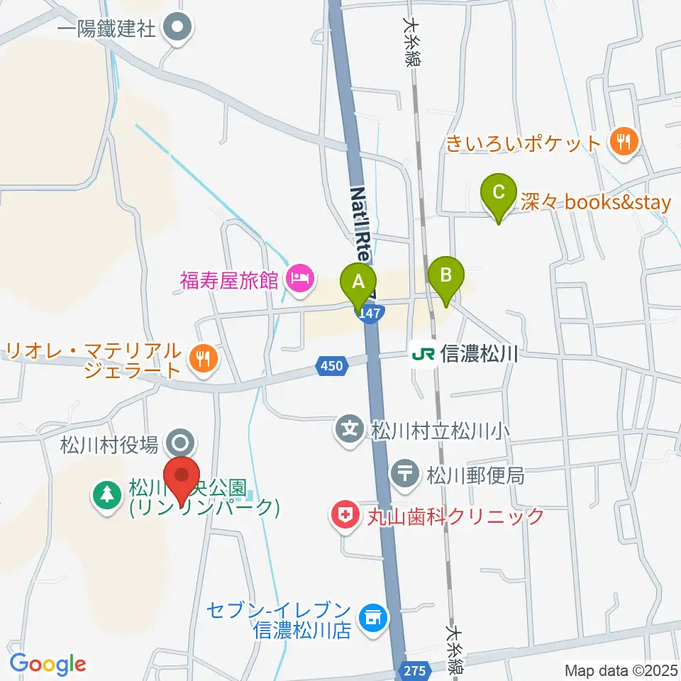 松川村多目的交流センターすずの音ホール周辺のカフェ一覧地図