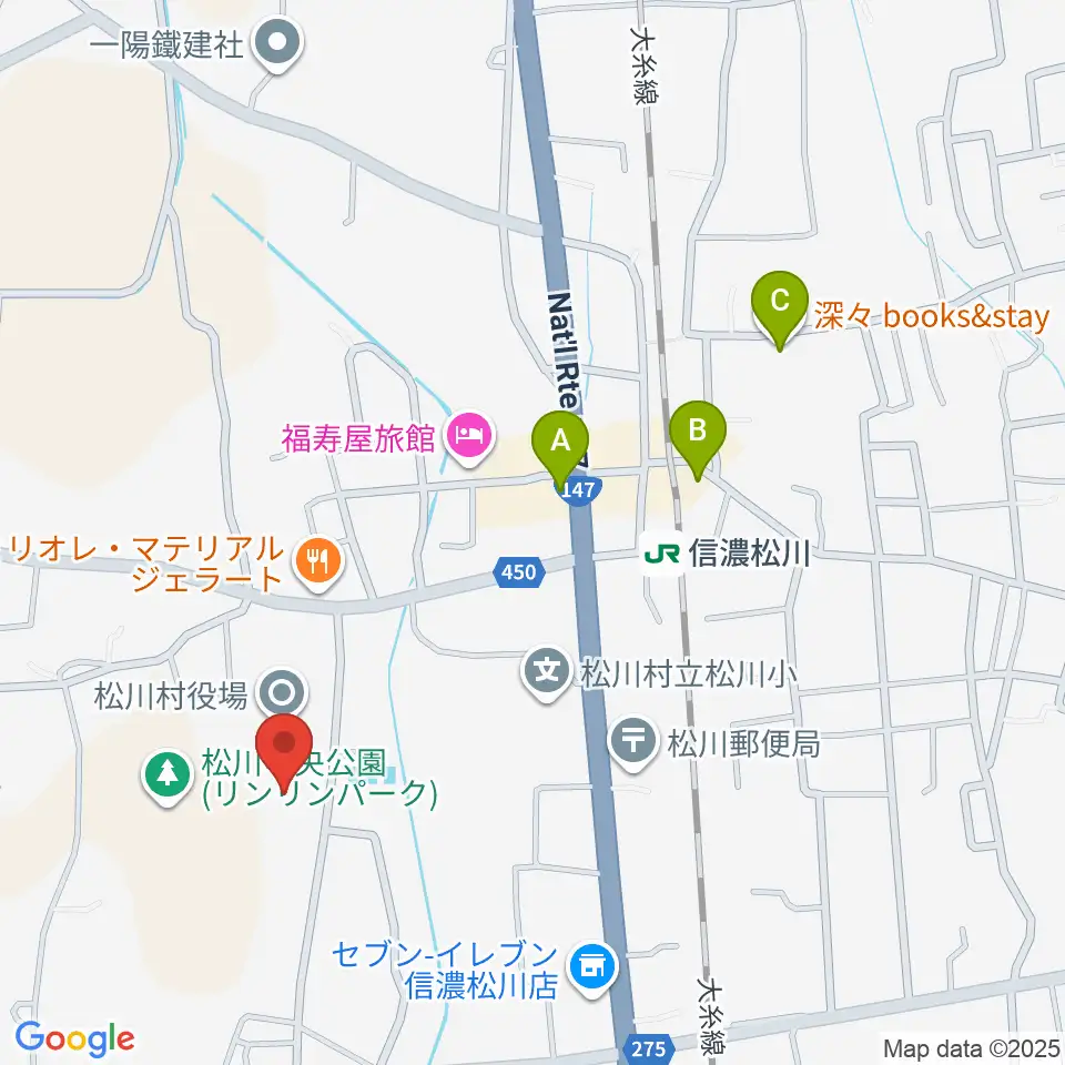 松川村多目的交流センターすずの音ホール周辺のカフェ一覧地図