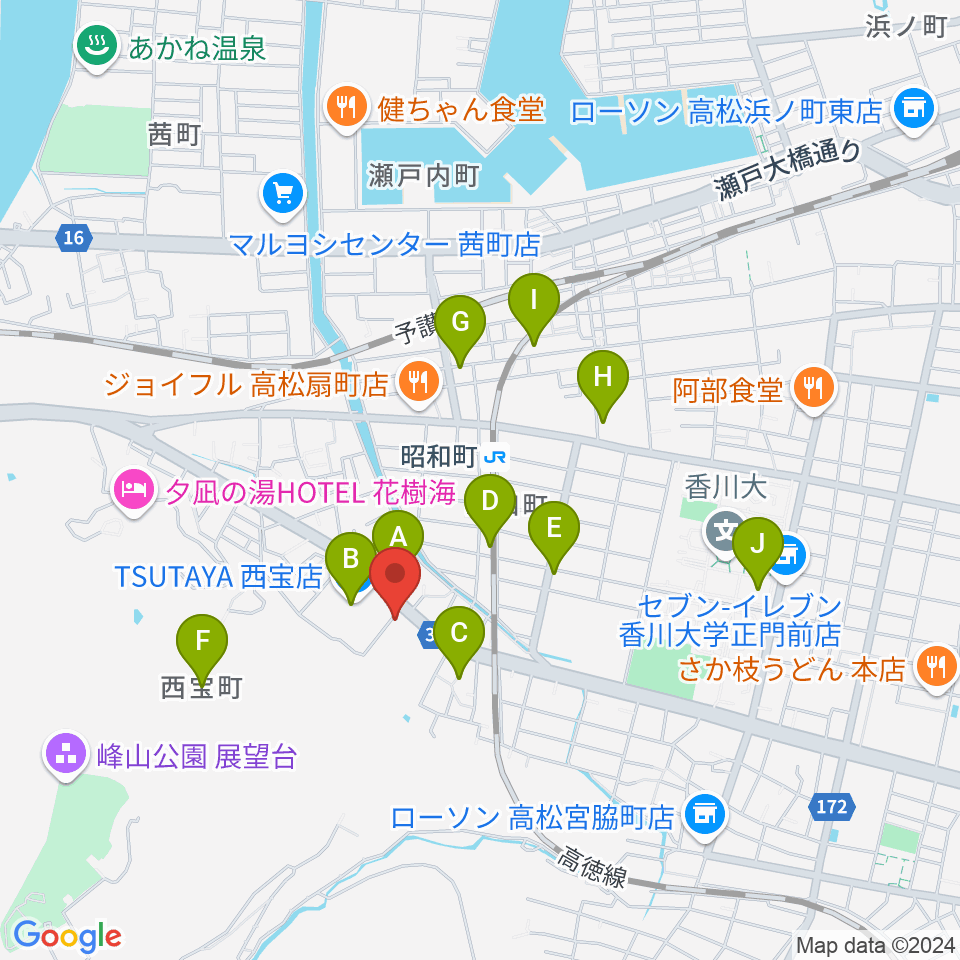 香川県教育会館ミューズホール周辺のカフェ一覧地図