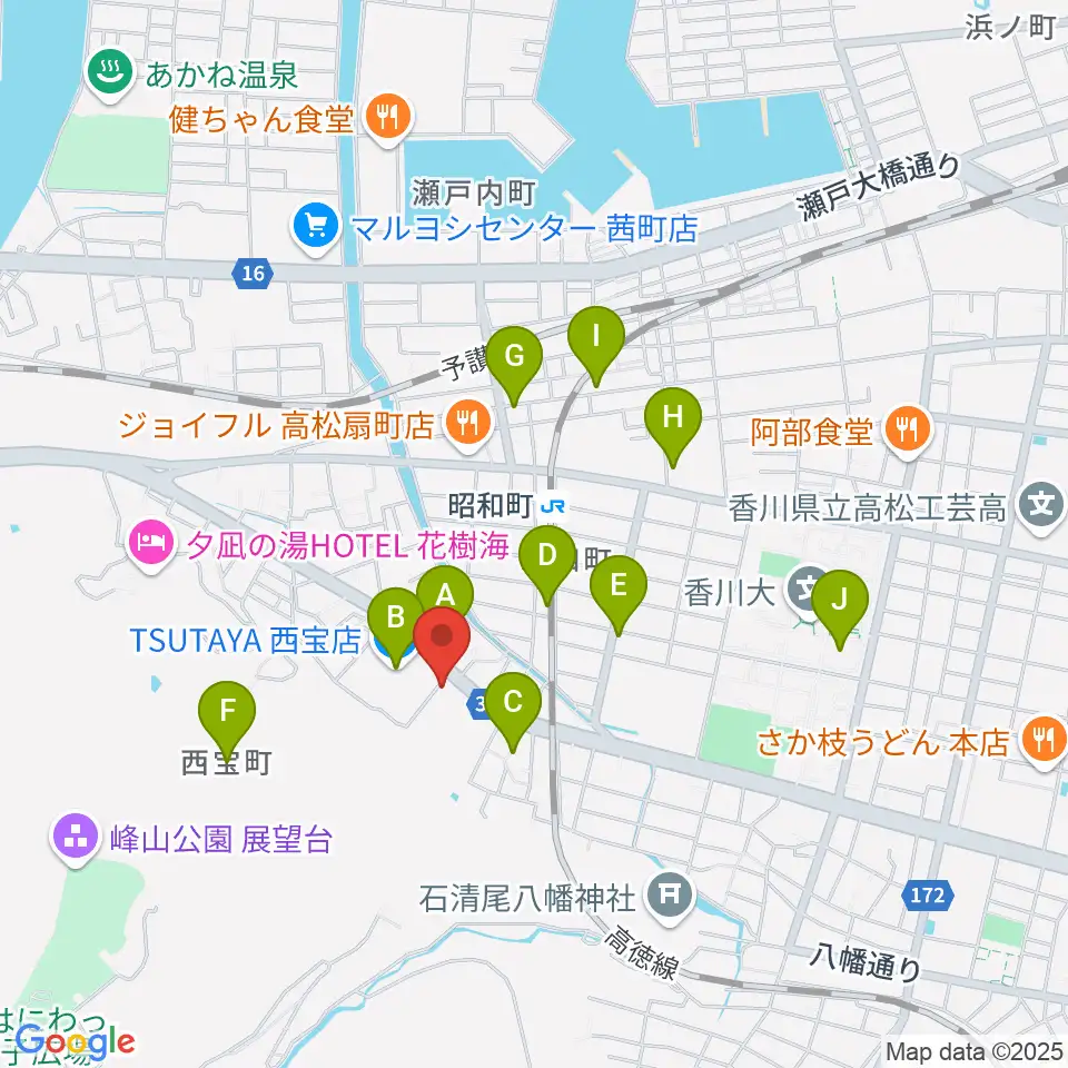 香川県教育会館ミューズホール周辺のカフェ一覧地図