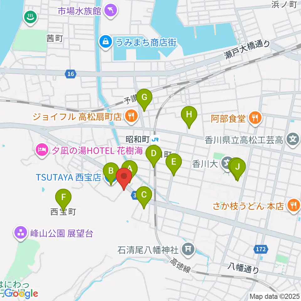 香川県教育会館ミューズホール周辺のカフェ一覧地図