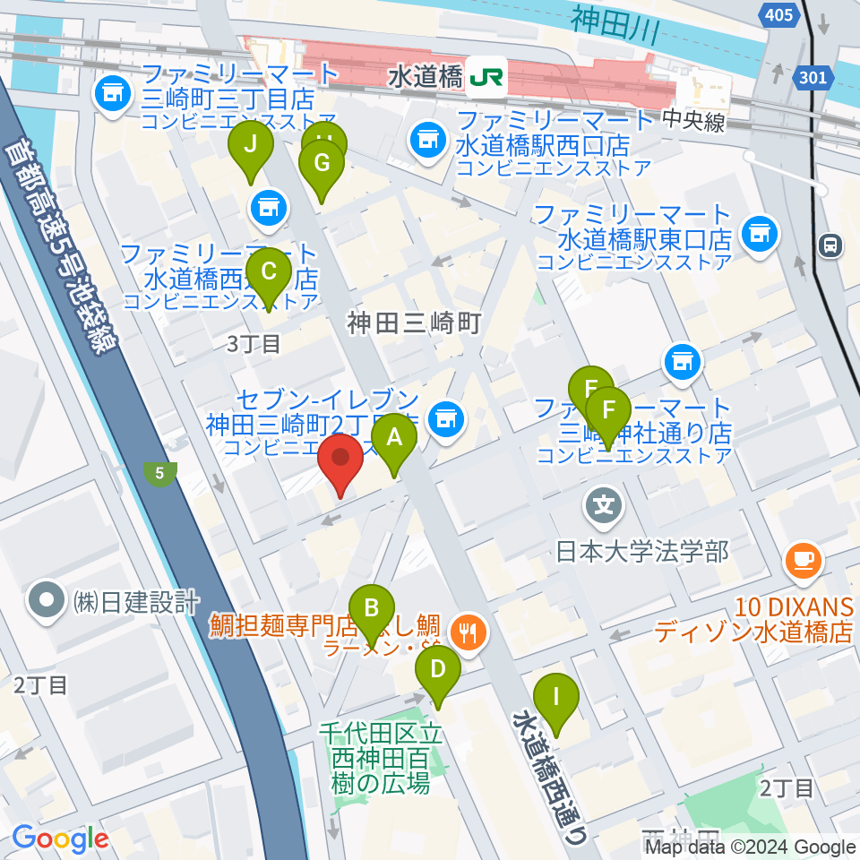 サンセットスタジオ周辺のカフェ一覧地図