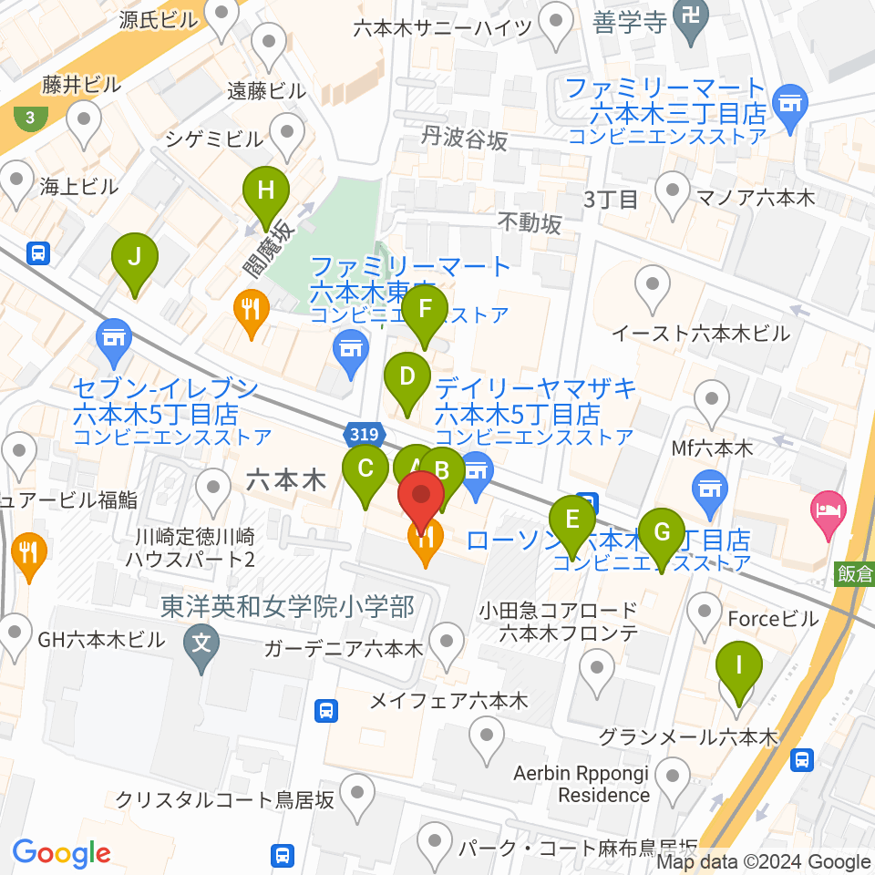 六本木BUZZ周辺のカフェ一覧地図