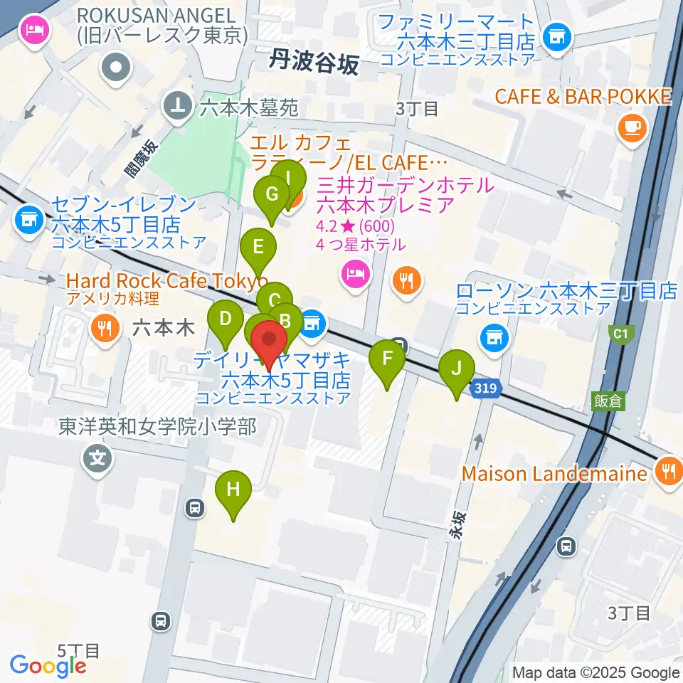 六本木BUZZ周辺のカフェ一覧地図