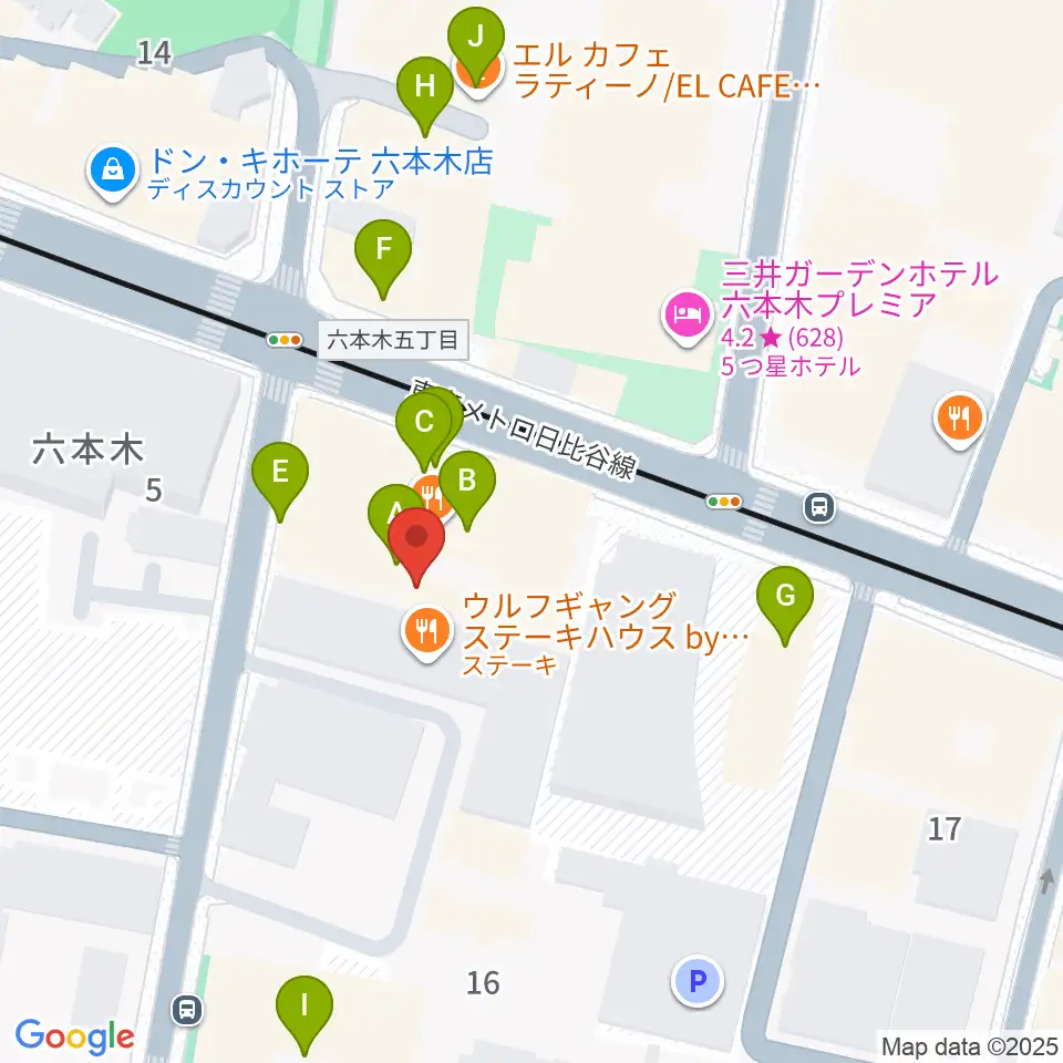 六本木BUZZ周辺のカフェ一覧地図