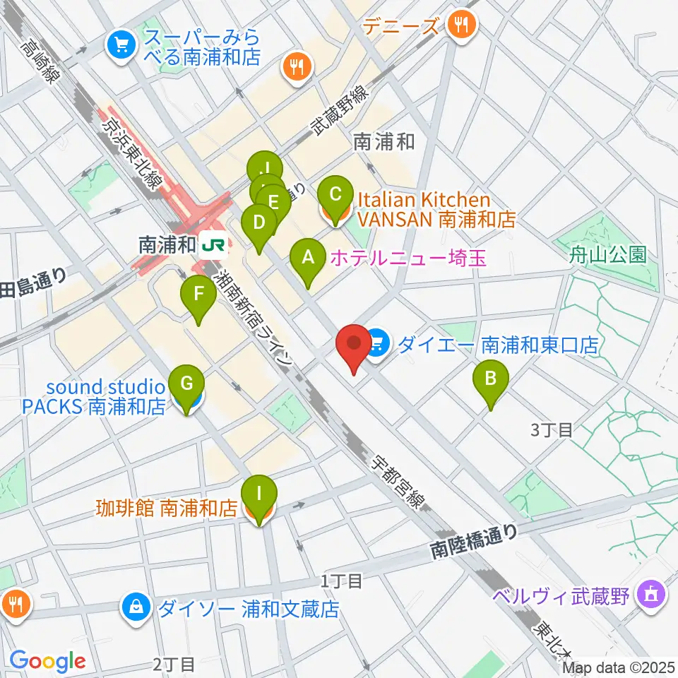 ミリオン楽器 南浦和店周辺のカフェ一覧地図