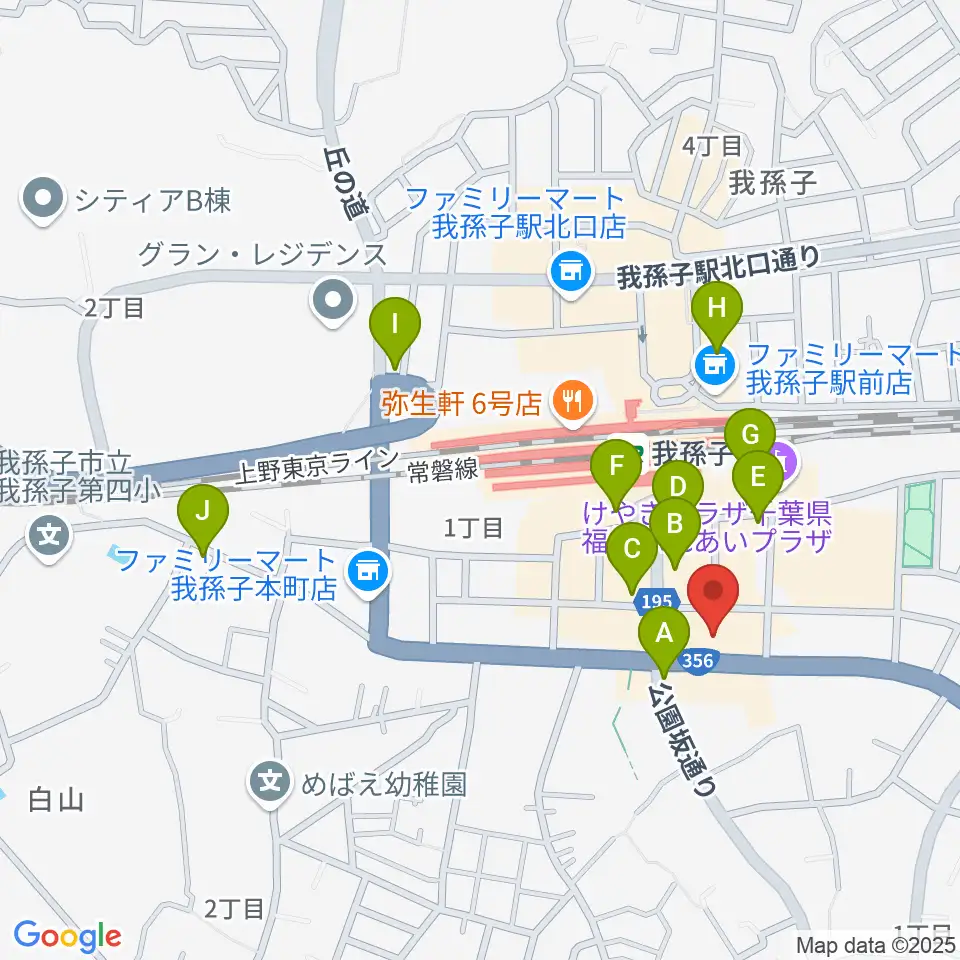 ミリオン楽器 我孫子センター周辺のカフェ一覧地図