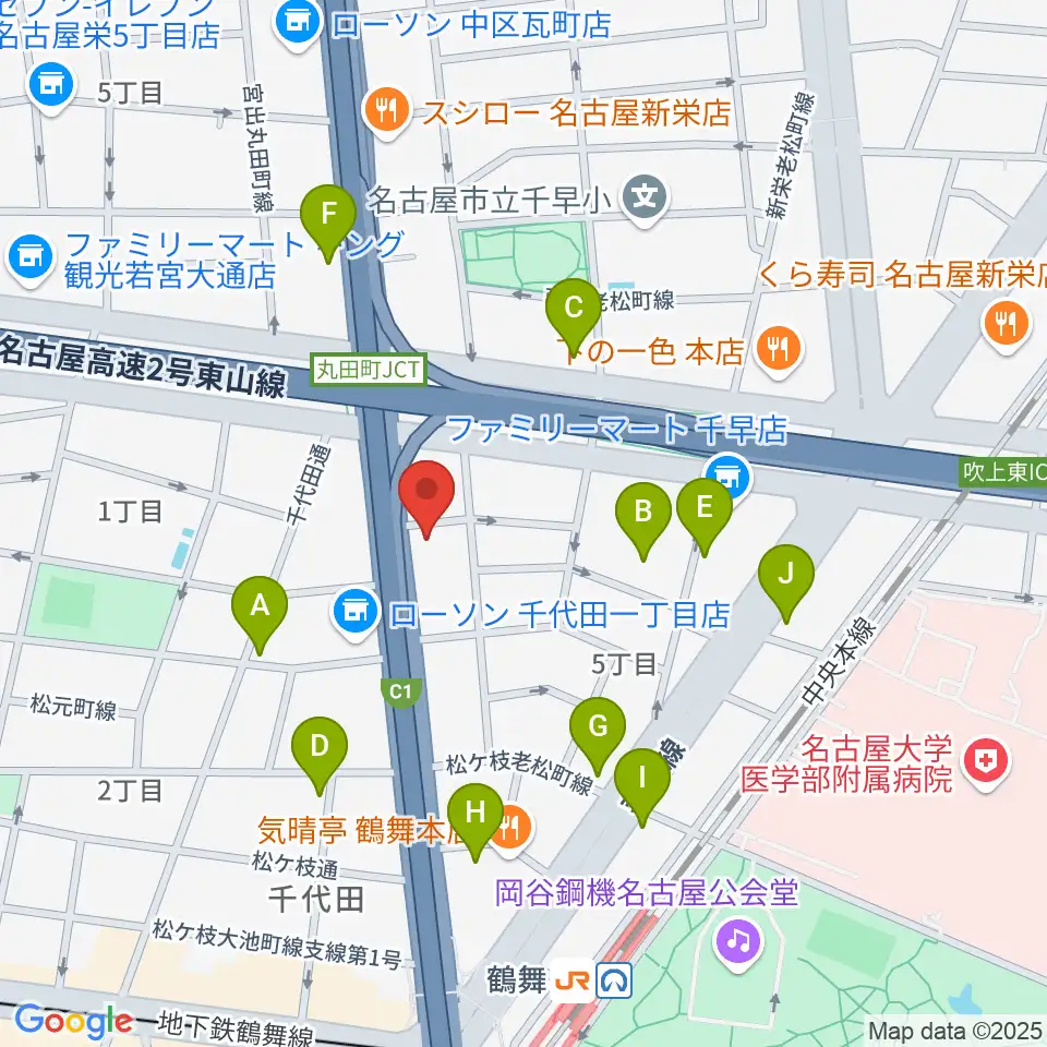 島村楽器 名古屋ギター&リペア店周辺のカフェ一覧地図