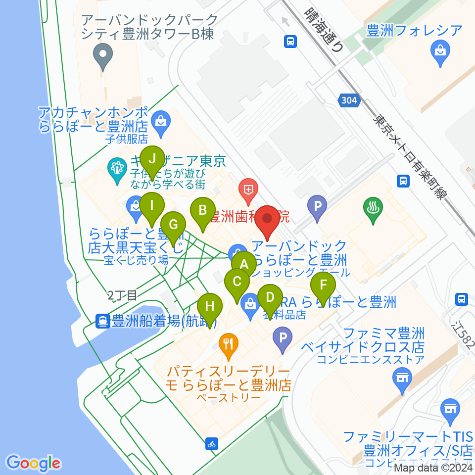 島村楽器ららぽーと豊洲店周辺のカフェ一覧地図