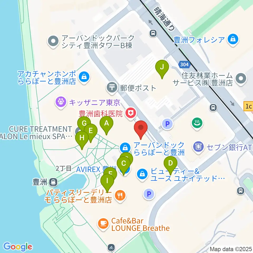 島村楽器ららぽーと豊洲店周辺のカフェ一覧地図