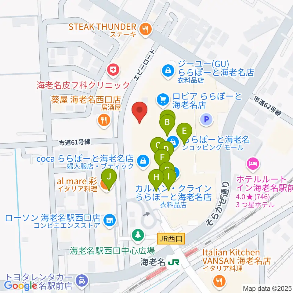 島村楽器ららぽーと海老名店周辺のカフェ一覧地図