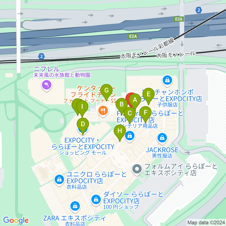 島村楽器ららぽーとEXPOCITY店周辺のカフェ一覧地図