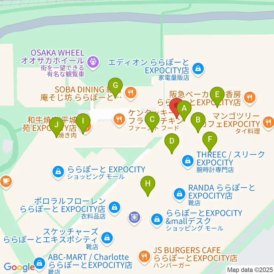 島村楽器ららぽーとEXPOCITY店周辺のカフェ一覧地図