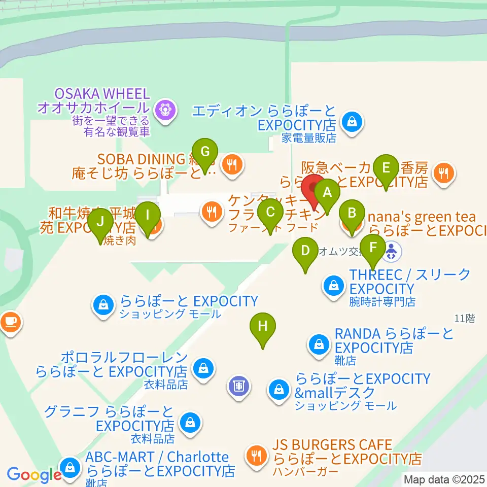 島村楽器ららぽーとEXPOCITY店周辺のカフェ一覧地図