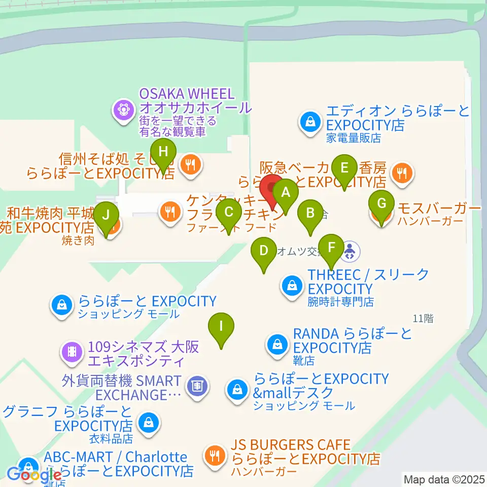島村楽器ららぽーとEXPOCITY店周辺のカフェ一覧地図