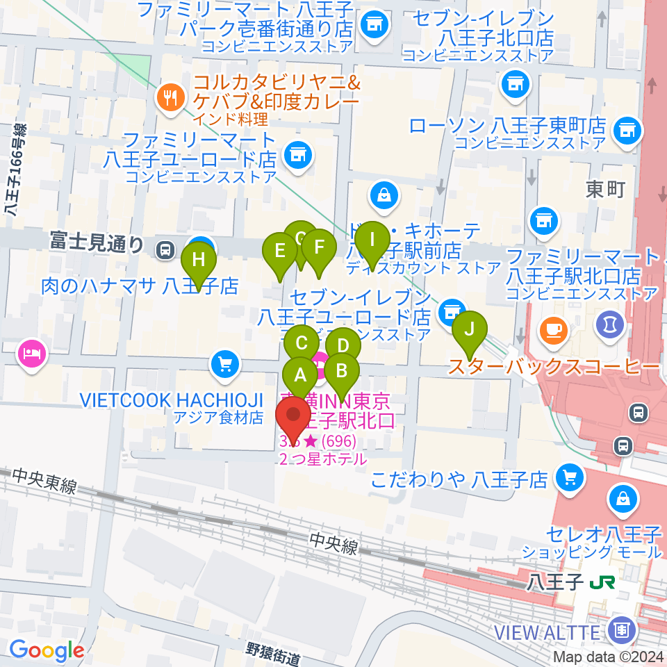 八王子ぐるまま周辺のカフェ一覧地図