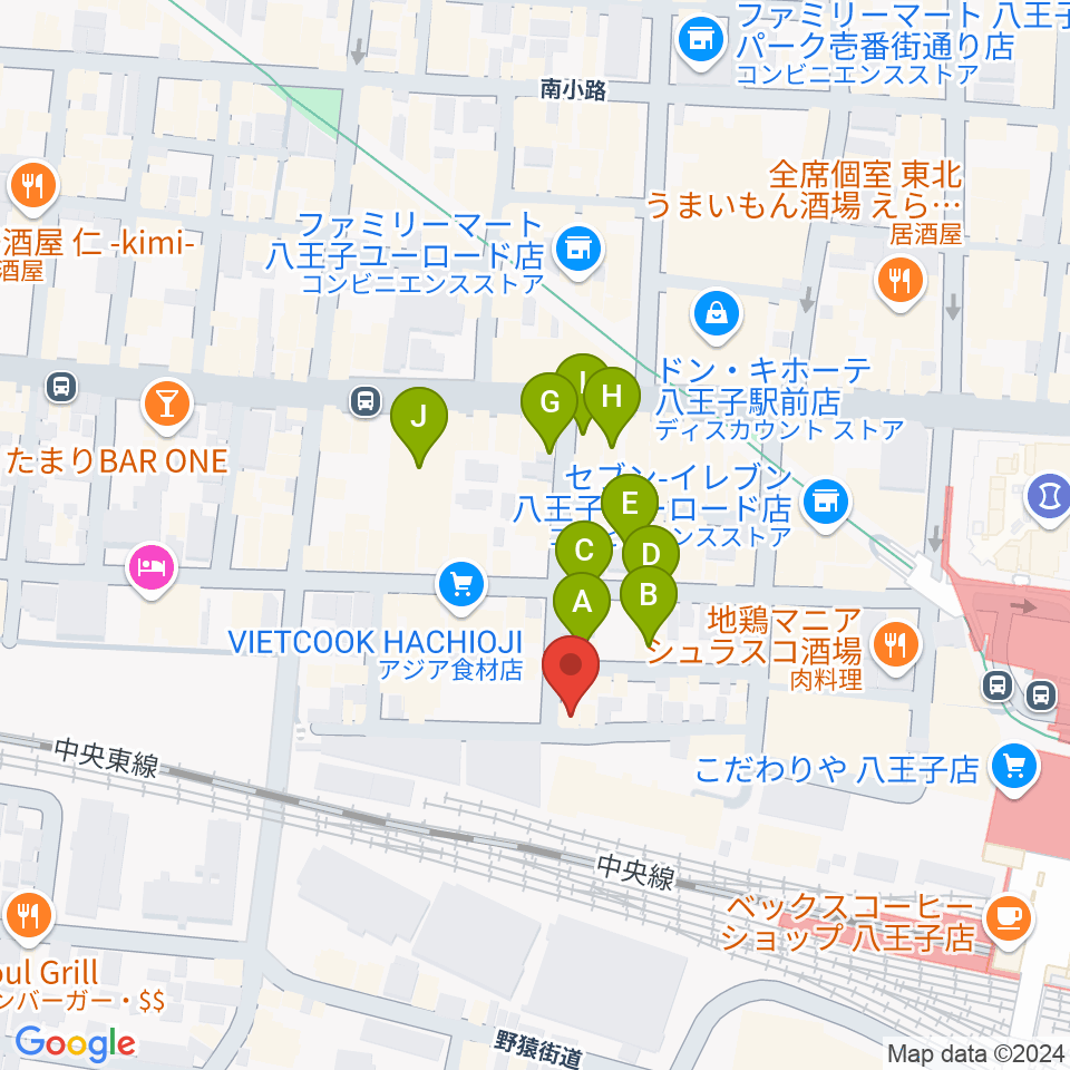 八王子ぐるまま周辺のカフェ一覧地図