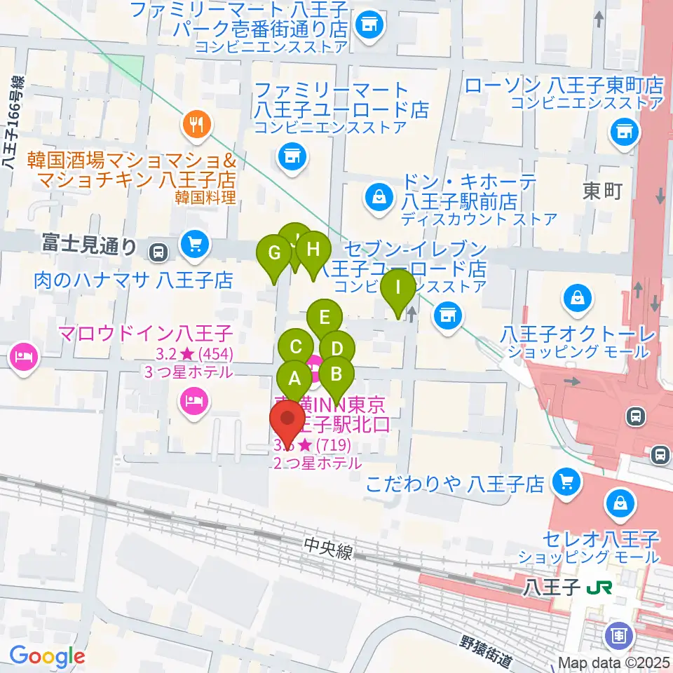 八王子ぐるまま周辺のカフェ一覧地図