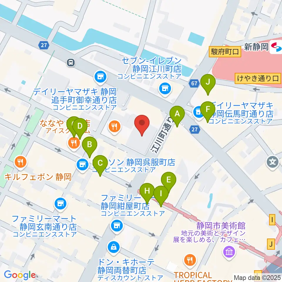しずぎんホールユーフォニア周辺のカフェ一覧地図