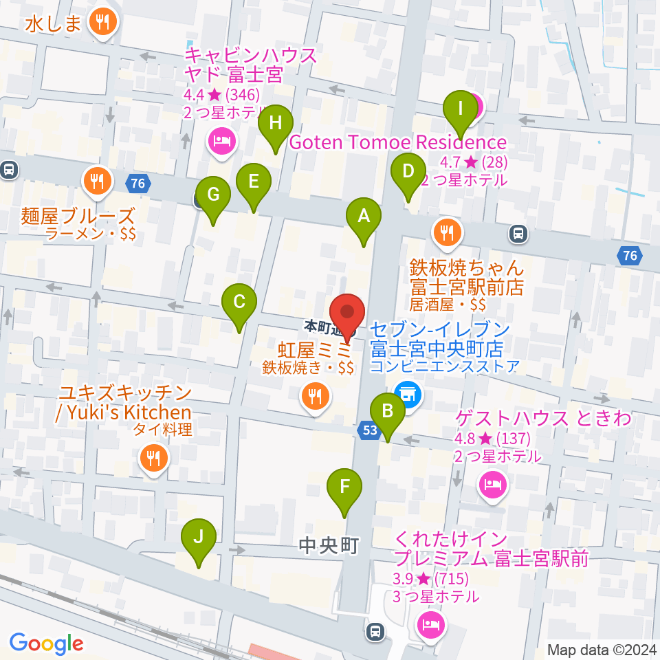 ロックハウスポパイ周辺のカフェ一覧地図