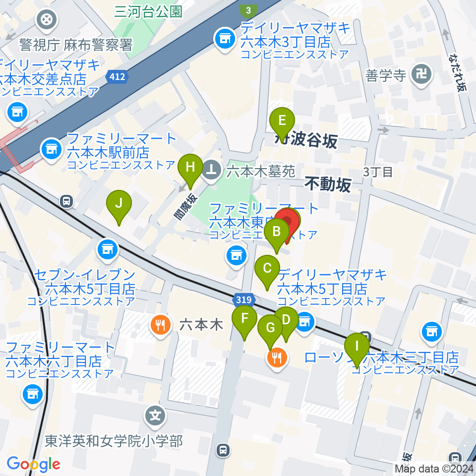 六本木REAL DIVA'S周辺のカフェ一覧地図