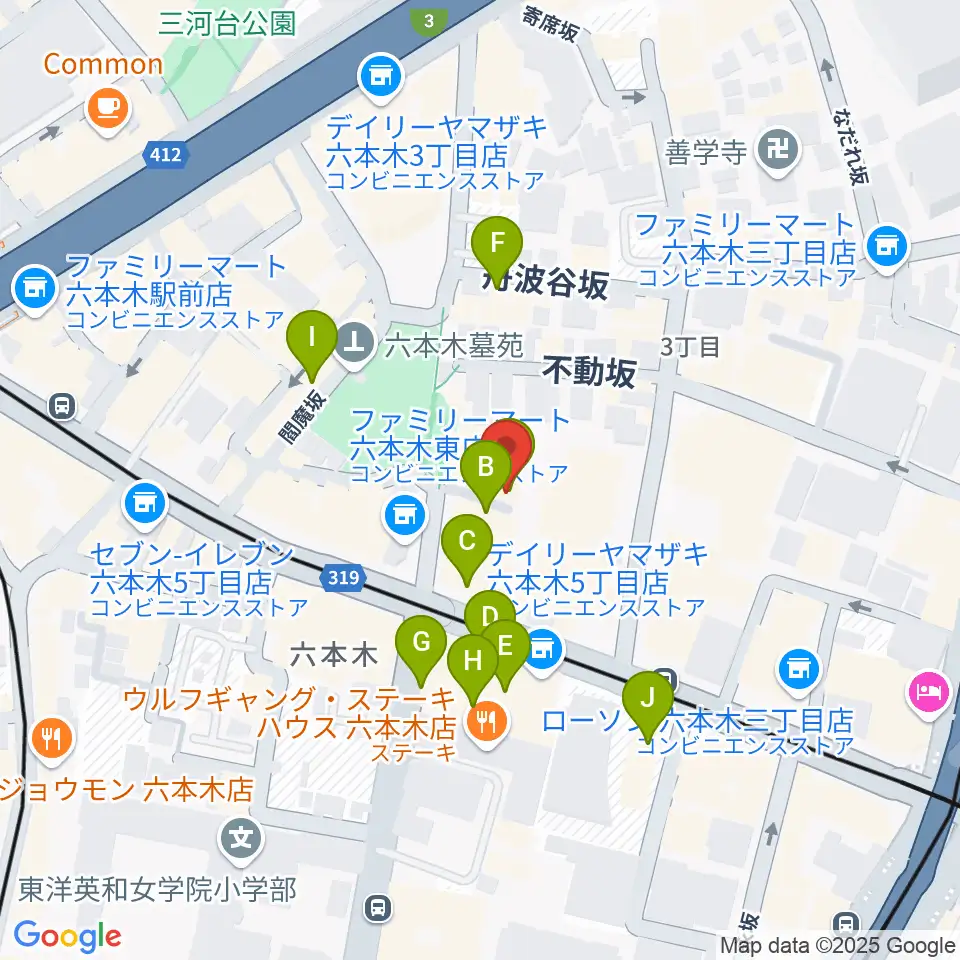 六本木REAL DIVA'S周辺のカフェ一覧地図
