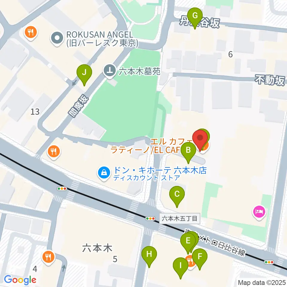 六本木REAL DIVA'S周辺のカフェ一覧地図