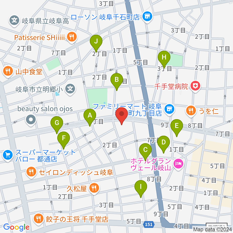 クララザール じゅうろく音楽堂周辺のカフェ一覧地図