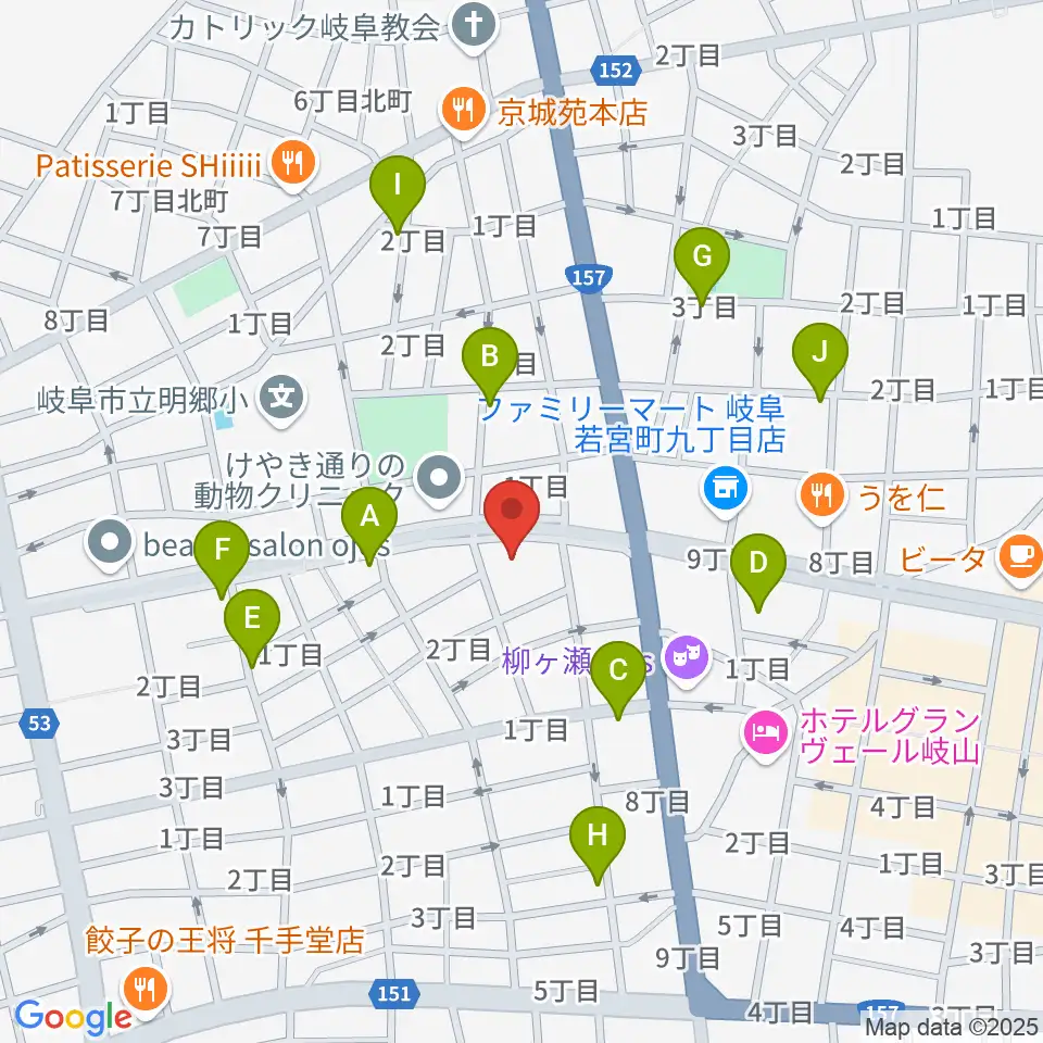 クララザール じゅうろく音楽堂周辺のカフェ一覧地図